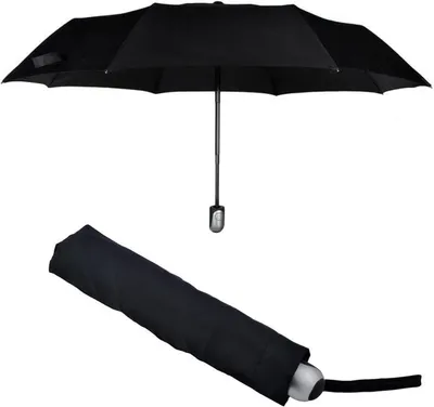 Produktbild von Automatik Regenschirm 110cm | Taschenschirm Schwarz Inkl. Schirmhülle Windfest | Regen Schirm Automatisch Sturmsicher