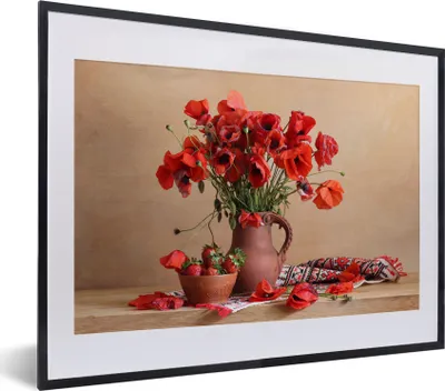 Produktbild von MuchoWow® MuchoWow® Gerahmtes Poster Stilleben - Blumen - Blätter 40x30 cm - Poster mit zchwarzem Bilderrahmen - Bilderrahmen - Poster im Rahmen