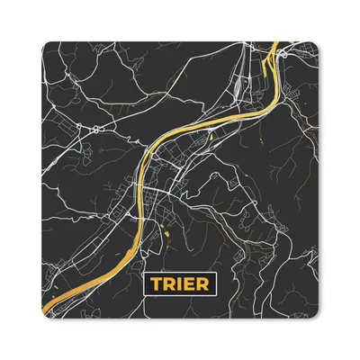 Produktbild von MuchoWow® Mauspad Mousepad Schwarz und Gold - Stadtplan - Trier - Deutschland - Karte 20x20 cm - Mousepads - Maus Mat - Pad - Mausunterlage - Desk Mat - Bureauartikeln