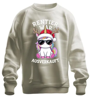 Produktbild von Rentier war t Einhorn Weihnachten lustig Sweatshirt Pullover, Natur, L