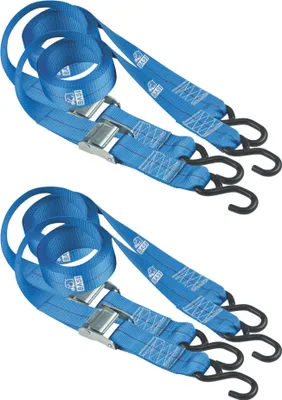 Produktbild von BASI - Spanngurt 4er Set - SG 307 - Blau - mit Klemmschloss und S-Haken -  - Zurrkraft 125 kg - 2x0004-0307