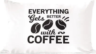 Produktbild von MuchoWow® Zierkissen Sofakissen Wohnzimmer Dekokissen 50x30 cm Mit Kaffee wird alles besser - Zitate - Kaffee - Sprichwörter - Wohnzimmerdekoration - Polster mit Photo