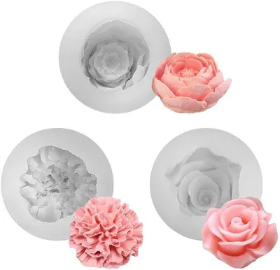 Produktbild von Unyqoos® 3er-Set Silikon-Blumenformen – flexible, wiederverwendbare Gieß- & Backformen für Kerzen, Seife, Pralinen, Kuchen & DIY-Deko