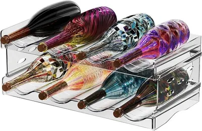 Produktbild von PolkaHome® Flaschenregal stapelbar für 8 Flaschen, 2-stöckig, durchsichtiges Acryl, Flaschenhalter für Kühlschrank, Schrank,