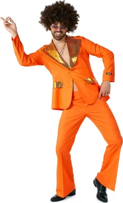 Produktbild von Disco Schlager Kostüm Anzug orange - für Fasching Größe: S