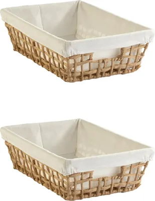 Produktbild von Aufbewahrungskörbe - 35 x 25 cm - Beige - Braun - mit Stoffeinsatz - 2er Set