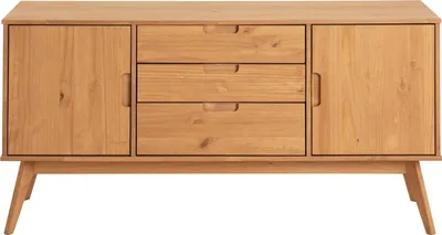 Produktbild von Sideboard TIVOLI skandinavischen Design gebeizt - Kommode aus Kiefer Massivholz, mit 2 Türen und 3 Schubladen, Buffetschrank Geschirrschrank