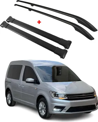 Obrázek produktu pro Sada střešních nosičů pro VW Caddy 4 (2015–2020), hliník, černá, L1, krátký rozvor, 4x