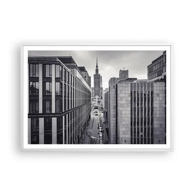 Produktbild von Gerahmtes Poster - Weißer Rahmen - Warschau Palast Kultur - 100x70 cm - Wand Bild - Wanddeko - Wandbilder - Kunstposter - Wandposter - Bilderrahmen - Bilder - Kunstdruck - P2WAA100x70-4382