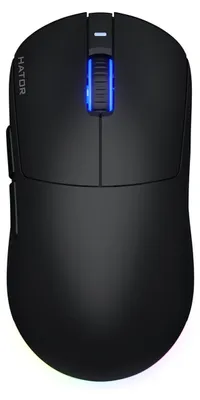Productafbeelding van HATOR Quasar 3 Wireless, geschikt voor zowel rechtshandigen als linkshandigen, optische muis, draadloos (RF) met Bluetooth en USB Type-A, 12000 DPI, zwart