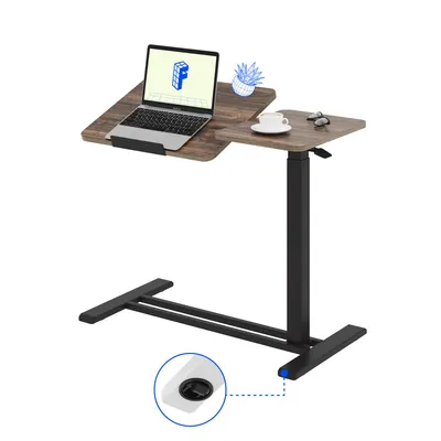 Produktbild von FLEXISPOT Beistelltisch Höhenverstellbar 80x40cm Laptoptisch mit Neigbarer Desktop, Betttisch mit Rollen, für Wohnzimmer und Schlafzimmer, Braun