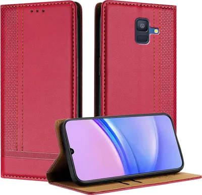 Obrázek produktu pro Pouzdro pro Samsung Galaxy A6 2018 kožené flipové pouzdro s funkcí stojánku červené