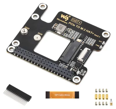 Productafbeelding van Waveshare PCIe naar M.2 adapter voor Raspberry Pi 5, ondersteunt NVMe protocol voor M.2 solid-state drives, met hoge leessnelheid en schrijfsnelheid