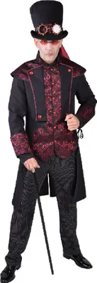 Produktbild von M218207-L schwarz-rot Herren Steampunk-Gothic-Halloween Kostüm Gr.L