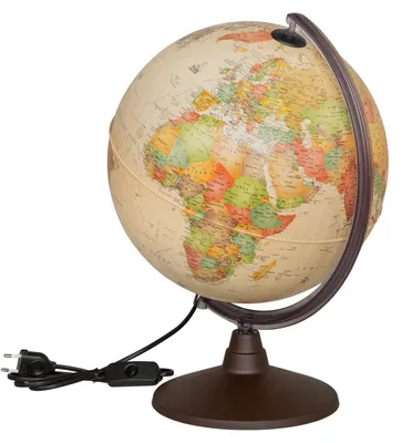 Produktbild von Idena 22904 - Leuchtglobus, im antiken Stil, mit LED Beleuchtung und Ein- und Ausschalter, Durchmesser ca. 30 cm, physikalisches und politisches