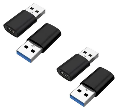 Immagine prodotto di INF Adattatore Type-C a USB 3.0 4 pezzi - Type-C femmina a USB-A maschio, convertitore ricarica rapida, ABS+lega di alluminio Nero