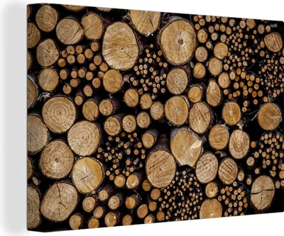 Produktbild von OneMillionCanvasses® - Leinwandbilder - 140x90 cm, Brennholz in verschiedenen Größen, Wandbilder Kunstdruck Wanddekoration - Foto auf Leinwand - Gemälde auf Holzrahmen