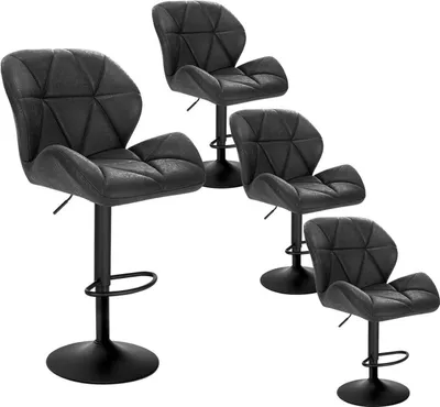 Produktbild von WOLTU 4er-Set Barhocker höhenverstellbar, drehbar, Kunstleder Stahl, Schwarz