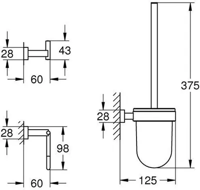 Zdjęcie produktu dla GROHE 40757001, Chrom, Szkło, Metal, Nowoczesny, 3 szt.