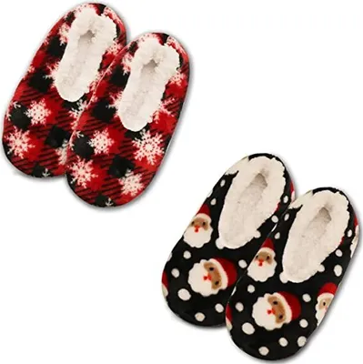 Produktbild von Kuschelsocken Damen Hüttenschuhe Wintersocken Stoppersocken rot schwarz 35-38