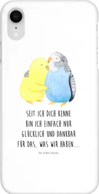 Produktbild von Mr. & Mrs. Panda Iphone XR Handyhülle Wellensittich Liebe - Weiß - Geschenk, Vögel, Handy Case, Nähe, Verknallt, Freundin, Premium Kunststoff