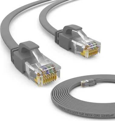 Produktbild von hb-digital 5m Patch Kabel CAT 6 Flachkabel bis zu 1000Mbit/s, U/UTP, PVC Mantel flach grau