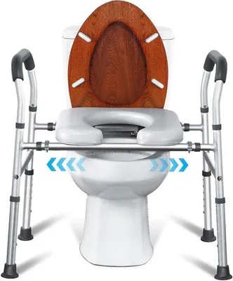 Imagen del producto de Asiento de inodoro con reposabrazos - Elevador para inodoro - Facilita levantarse - Regulable en altura - Hasta 160 kg - Gris