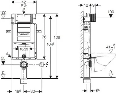 Produktbild von Geberit Kombifix Plus UP  Spülkasten Up320 x 108cm mit Schallschutzset, 110.300.00.5
