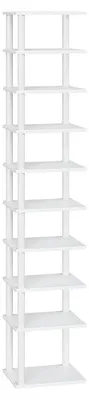Obrázek produktu pro Botník s 10 policemi, rohový, úzký, rozměry 28 x 28 x 173 cm, bílá barva