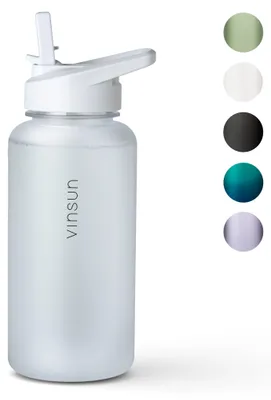 Produktbild von Trinkflasche 1L Sport Flasche Wasserflasche BPA frei weiß Fitness Vinsun