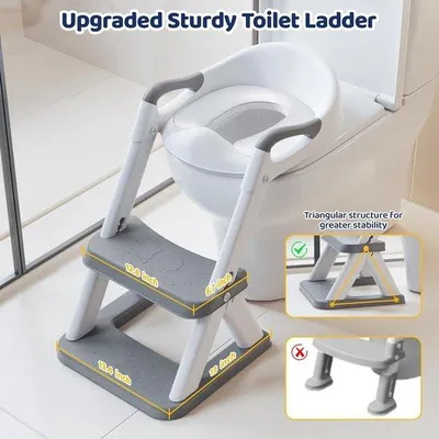 Produktbild von Famanu Toilettensitz für Kinder mit Treppe - verstellbarer Toilettentrainer mit PolyurethanSitzkissen, rutschfest