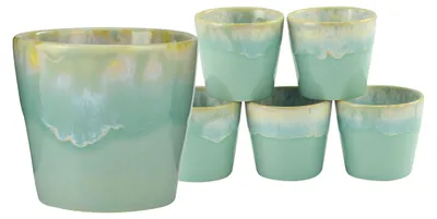 Espressobecher-Set 6-tlg., Steinzeug, 9 cl, Aqua, spülmaschinenfest