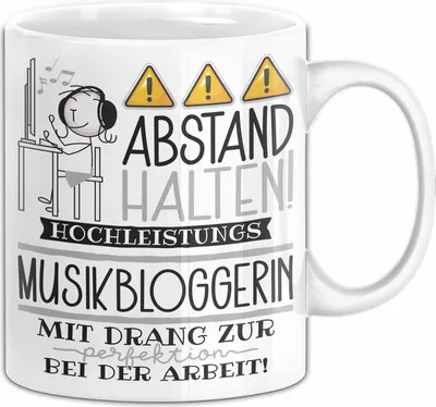 Produktbild von Musikbloggerin Tasse Geschenk Lustig Abstand Halten Hochleistungs-Musikbloggerin Mit Drang Zur Perfektion Bei Der Arbeit (Weiß)