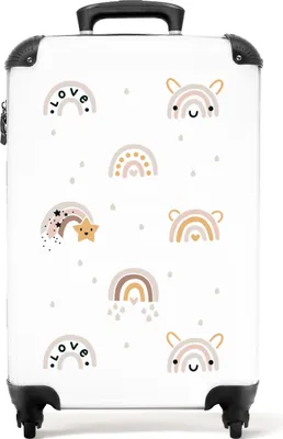 Obrázek produktu pro NoBoringSuitcases.com® Kufr Příruční zavazadlo Trolley Rolling suitcase Malý cestovní kufr na 4 kolečkách - Rainbow - Stars - Pastel - Kids - Cabin Size < 55x40x23 cm & 55x40x20 cm - Foto kufr - Cabin suitcase - Board luggagePříruční zavazadlo Kufr 55x35x20 cm, 36L,