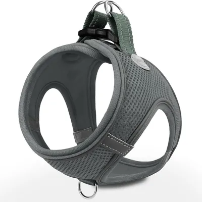 Zdjęcie produktu dla Szelki dla psa, odblaskowe, miękkie, z wyściółką, oddychająca siateczka, rozmiar S, kolor szary, obwód 38-42 cm