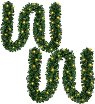 Image de Guirlande de Noël Bettizia avec guirlande lumineuse intégrée avec éclairage 5 m vert avec 100 LEDs