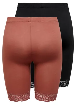 Produktbild von JDY JDY 2x Damen Kurze Capri Leggings Hose JDYSALLY Spitze Shorts Set Stretch Größe: M
