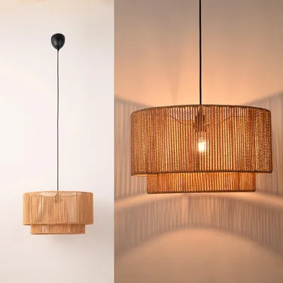 Zdjęcie produktu dla lampa wisząca "YUNA" z liny jutowej - styl skandynawski, E27, Ø450mm