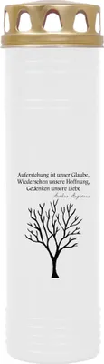 Zdjęcie produktu dla Świeca grobowa biała, czas palenia: 170 godzin (7 dni), motyw: drzewo