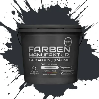 Produktbild von Farben Manufaktur Silikonharz-Fassadenfarbe – Schwarzgrau RAL 7021 – 10 L