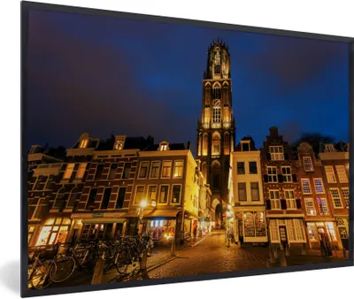 Produktbild von MuchoWow® Gerahmtes Poster Nacht - Domturm - Utrecht 90x60 cm - Poster mit Schwarzem Bilderrahmen Wandposter Rahmen Foto Bilder - Fotorahmen - Foto-Plakat