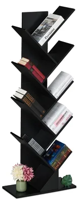 Bücherregal Baumform 8 Fächer 138x51x25 cm Schwarz