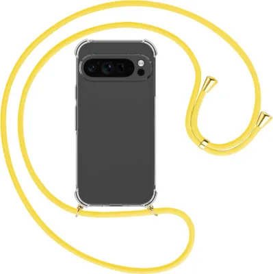 Produktbild von Handykette Backcover-Schutzhülle mit Band (Metall goldfarben) für Google Pixel 9 Pro - gelb
