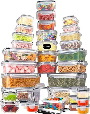 Image de 20 boîtes en plastique avec couvercle, hermétiques, sans BPA, pour la cuisine