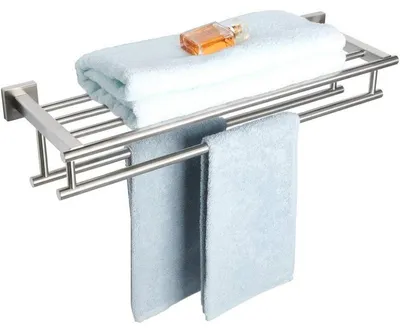 Immagine prodotto di Portasciugamani da parete, 60 cm, con ripiano, in acciaio inossidabile spazzolato