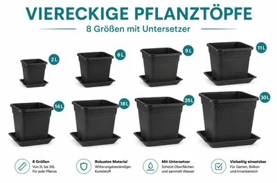 Produktbild von Pflanztopf mit Untersetzer verschiedene Größen 9 Liter mit Untersetzer