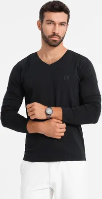 Obrázek produktu pro Ombre Clothing Pánské tričko s dlouhým rukávem Gjelosh černá S