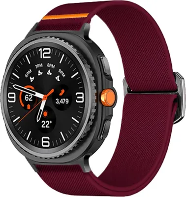 Produktbild von Elastisches Nylon Sport Armband für Samsung Galaxy Watch 8 / 8 Classic mit Schiebeverschluss Weinrot