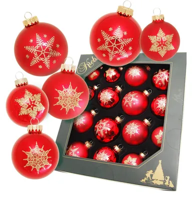 Produktbild von Krebs Glas Lauscha Satin-Kugeln in 16er Geschenkbox - rot - wunderschöne Christbaumanhänger aus Glas - 11255