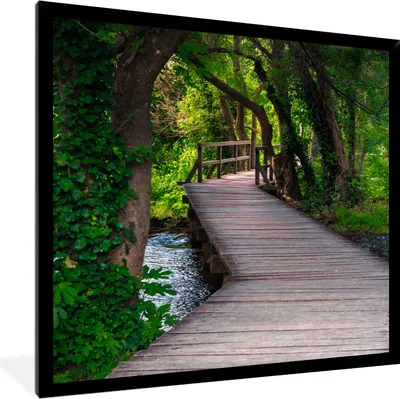 Produktbild von MuchoWow® Gerahmtes Poster Wald - Natur - Brücke 40x40 cm - Poster mit Schwarzem Bilderrahmen Wandposter Rahmen Foto Bilder - Mit Rahmen - Wanddekoration Schlafzimmer